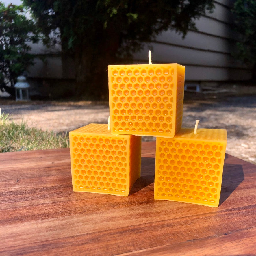 Beeswax Hexagon Cube Candle