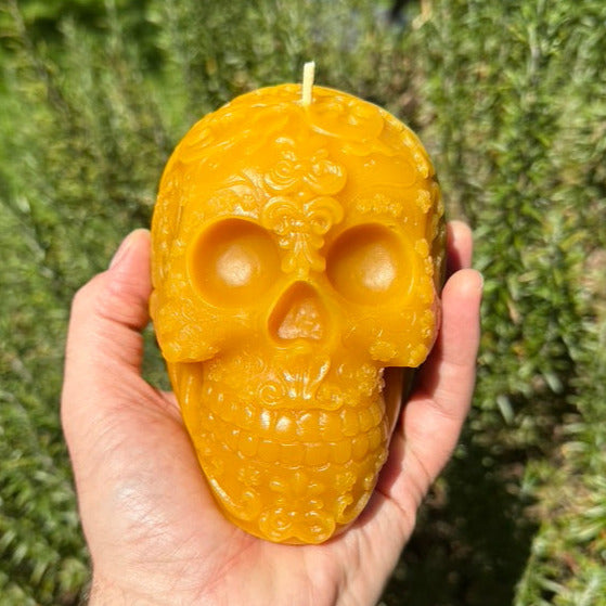 Beeswax Sugar Skull Candle