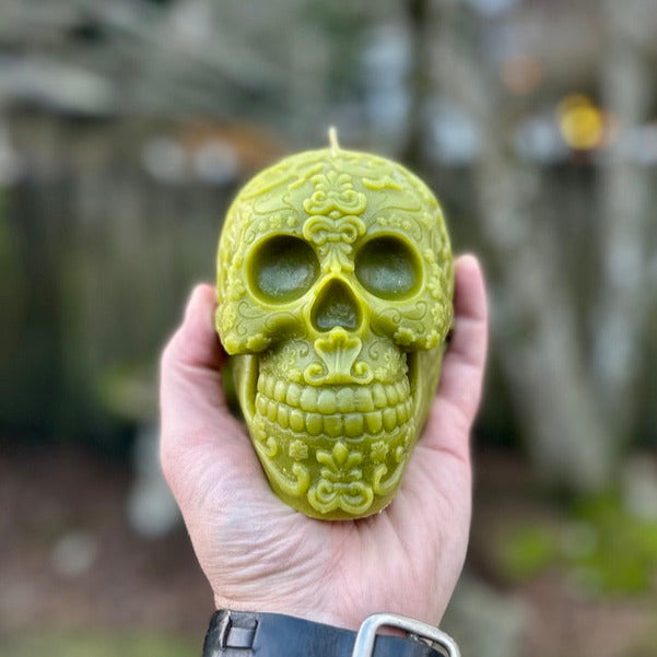 Beeswax Sugar Skull Candle