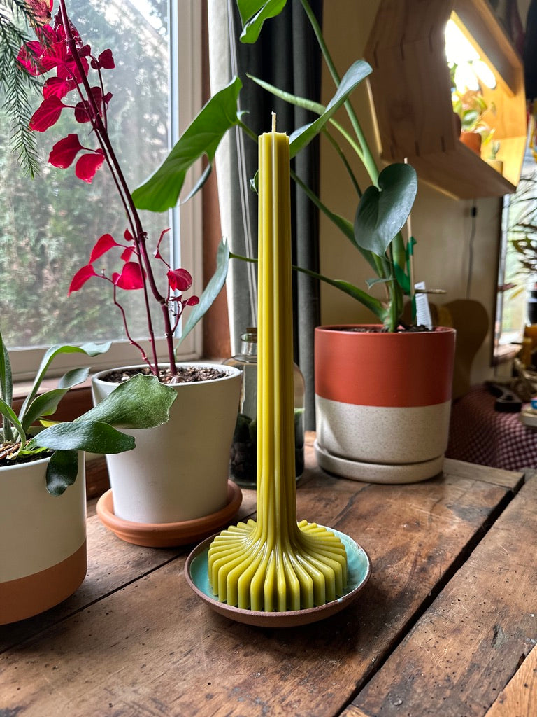 Ridged Taper Beeswax Candle