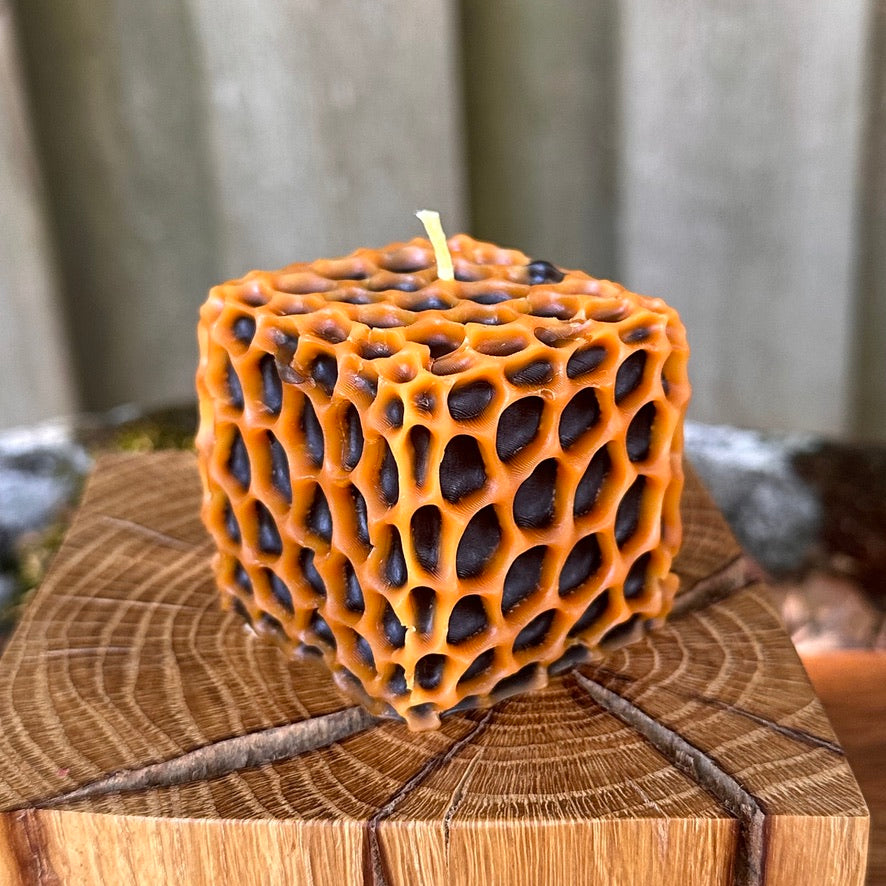 Two-Tone Honeycomb Cube Candle