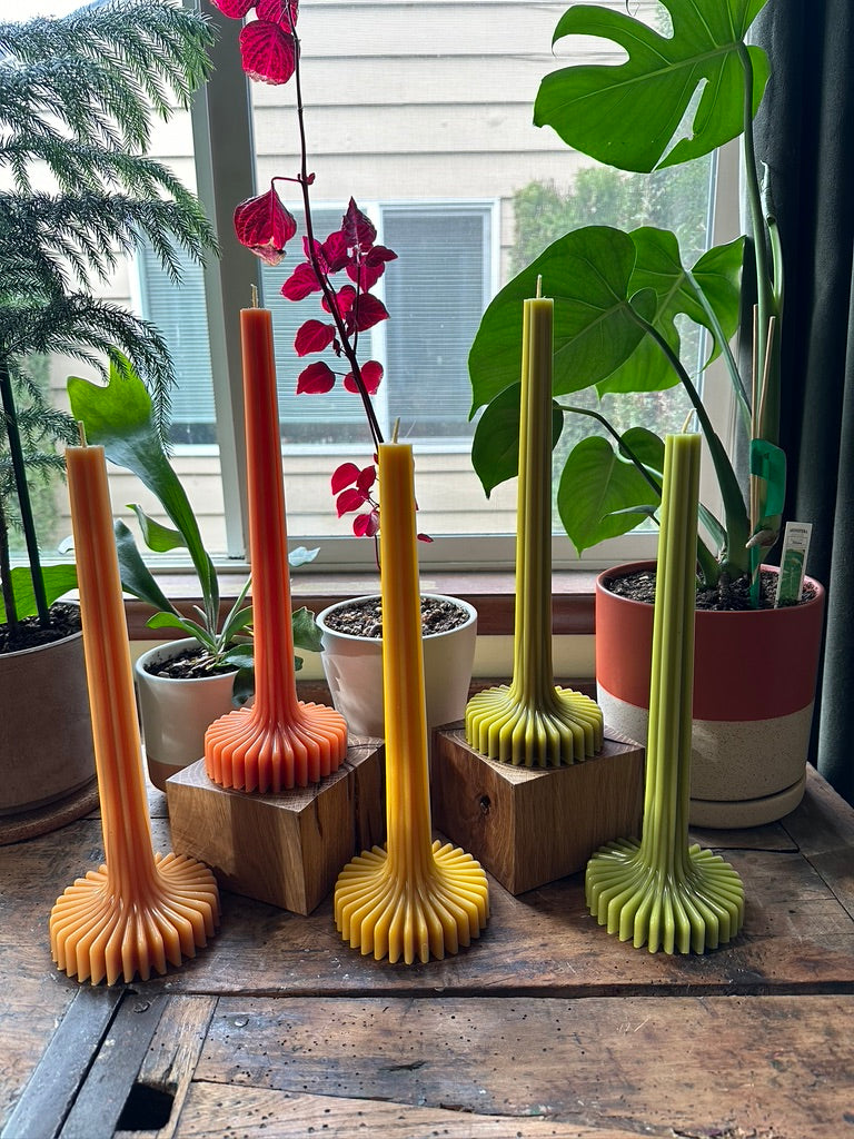Ridged Taper Beeswax Candle