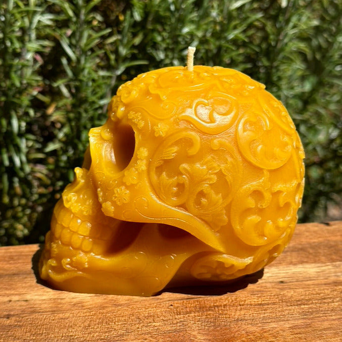 Beeswax Sugar Skull Candle