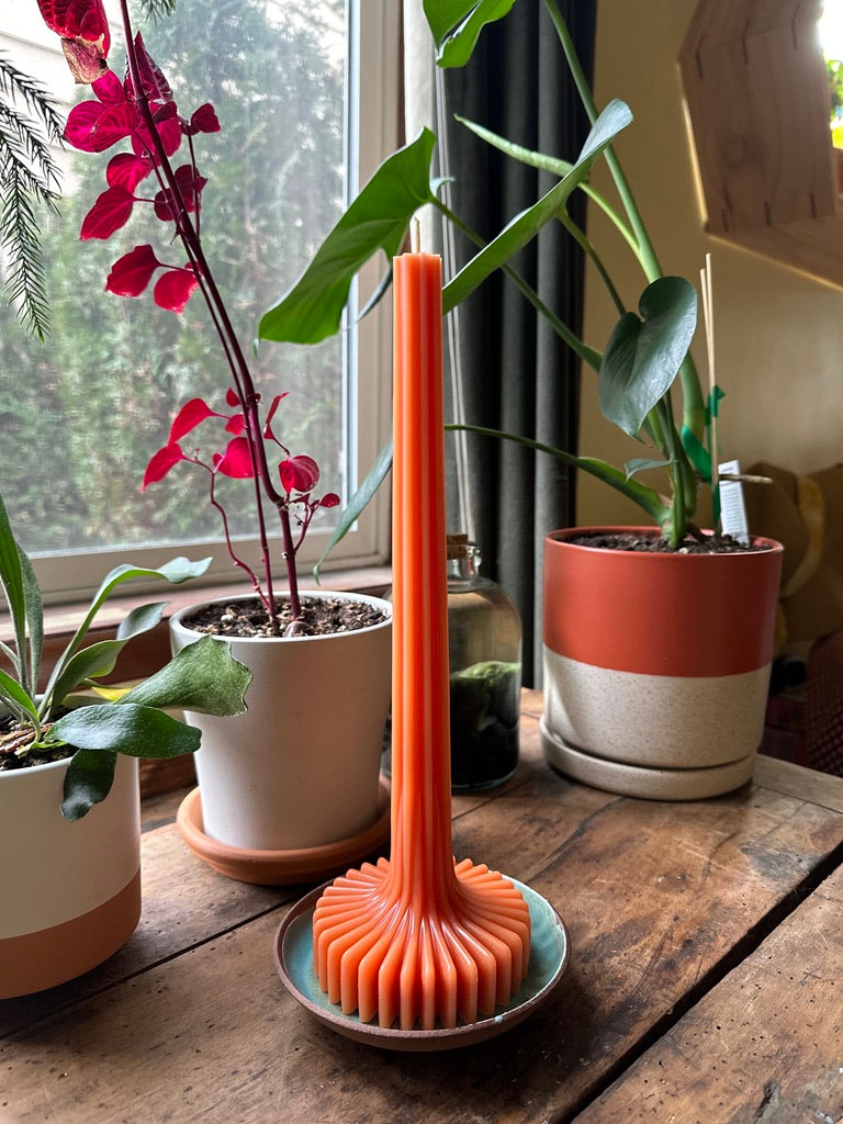 Ridged Taper Beeswax Candle