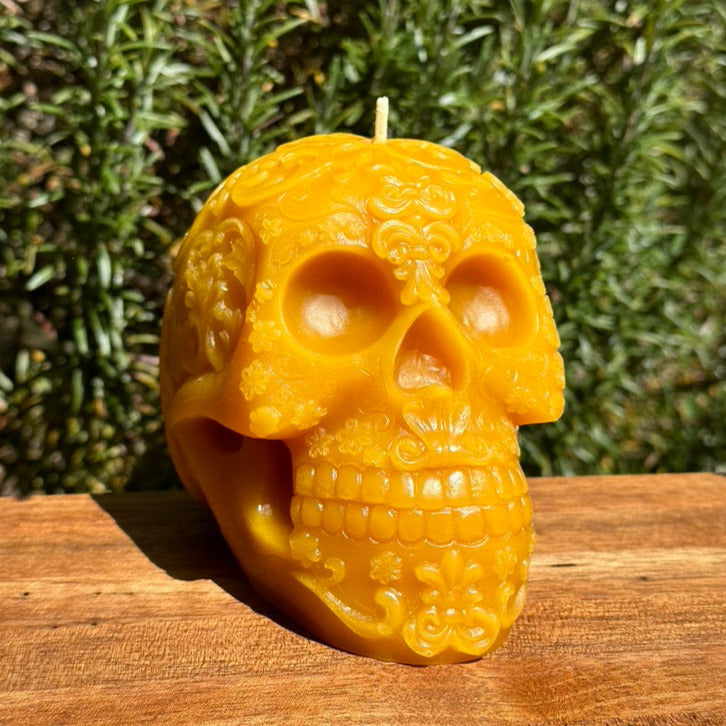 Beeswax Sugar Skull Candle