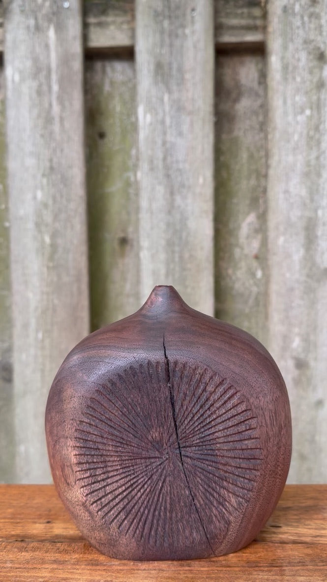 Hand Carved Black Walnut Bud Vase #1
