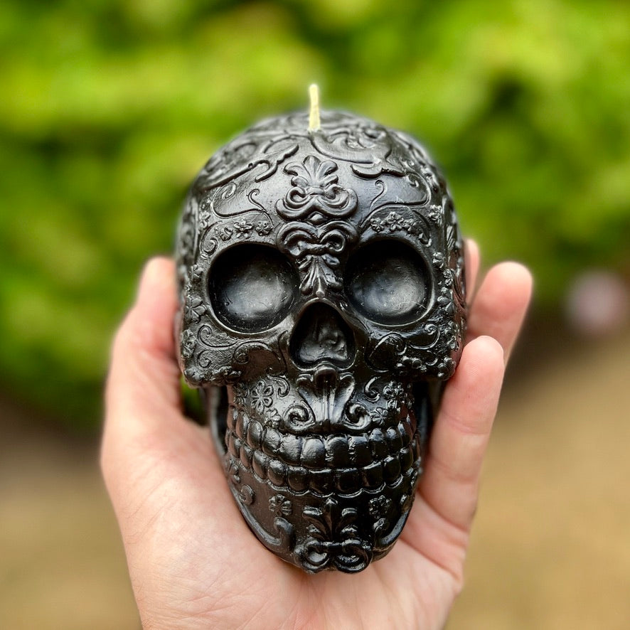 Beeswax Sugar Skull Candle