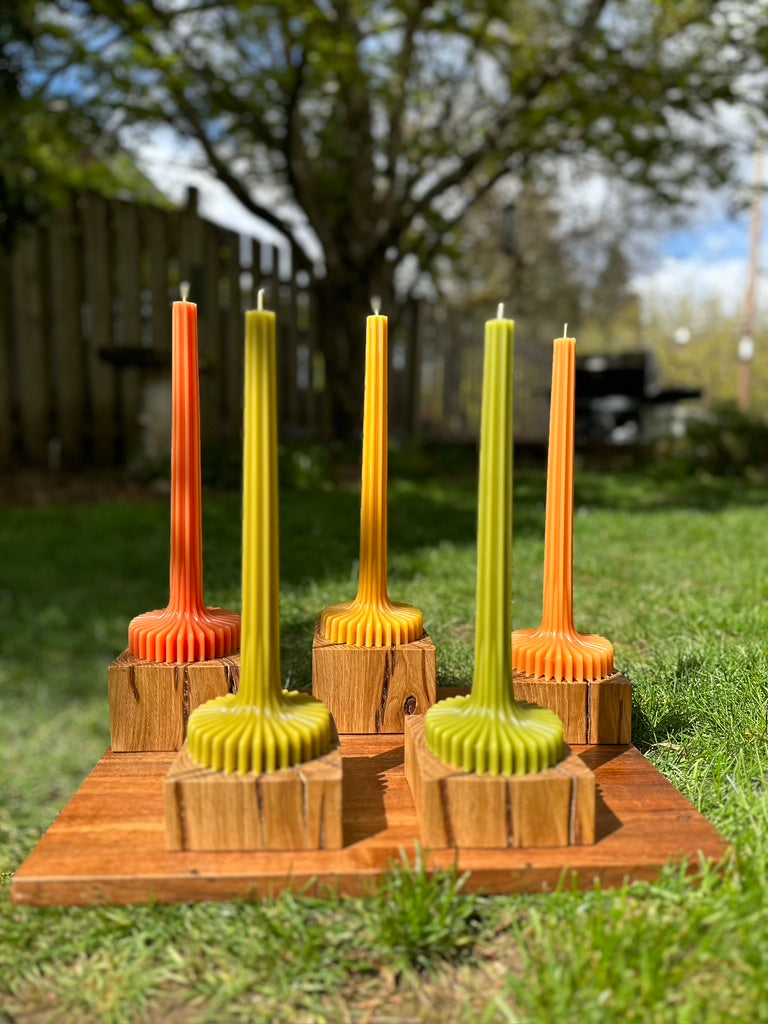 Ridged Taper Beeswax Candle
