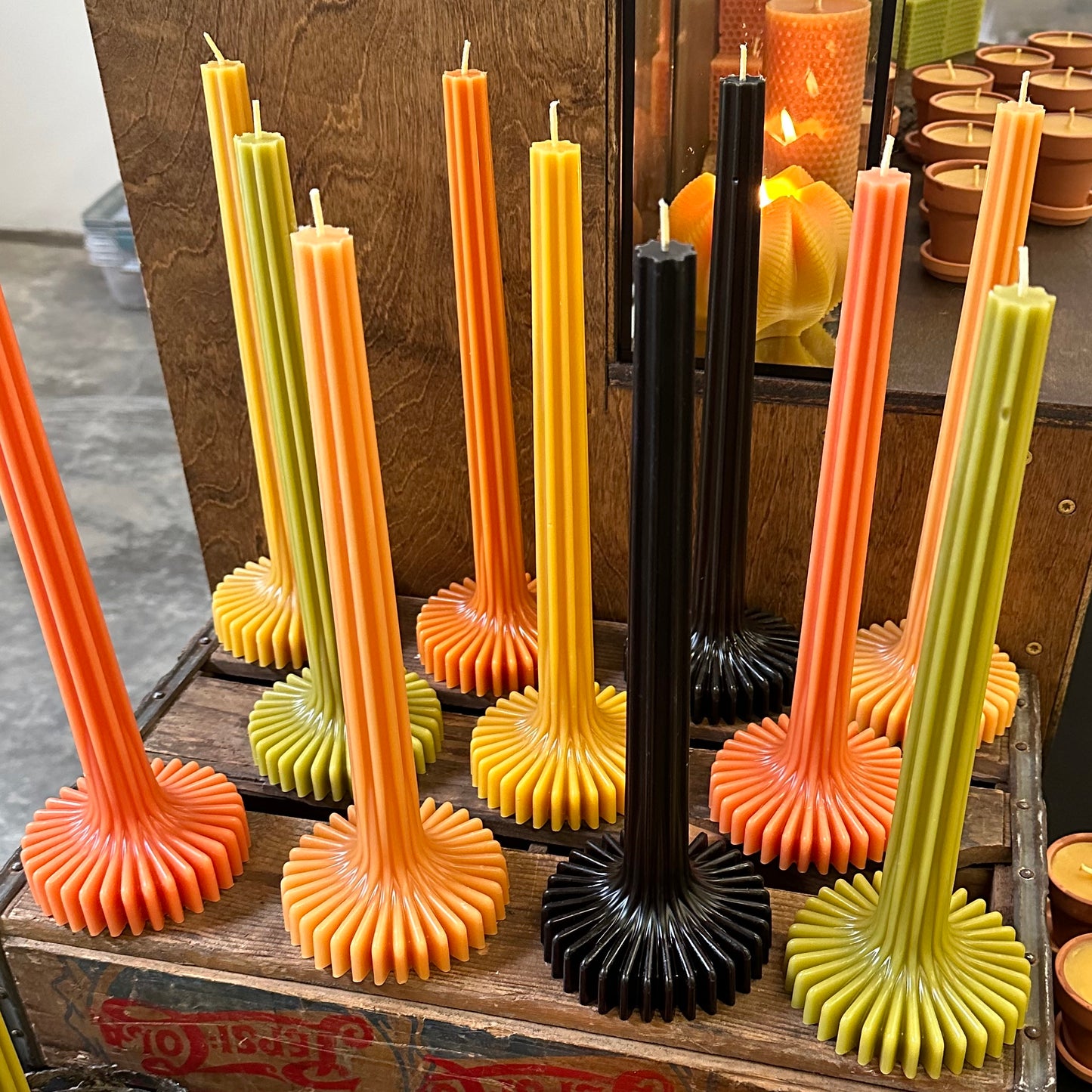Ridged Taper Beeswax Candle