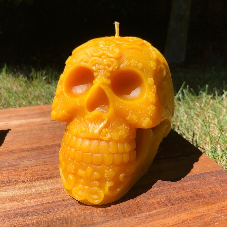 Beeswax Sugar Skull Candle