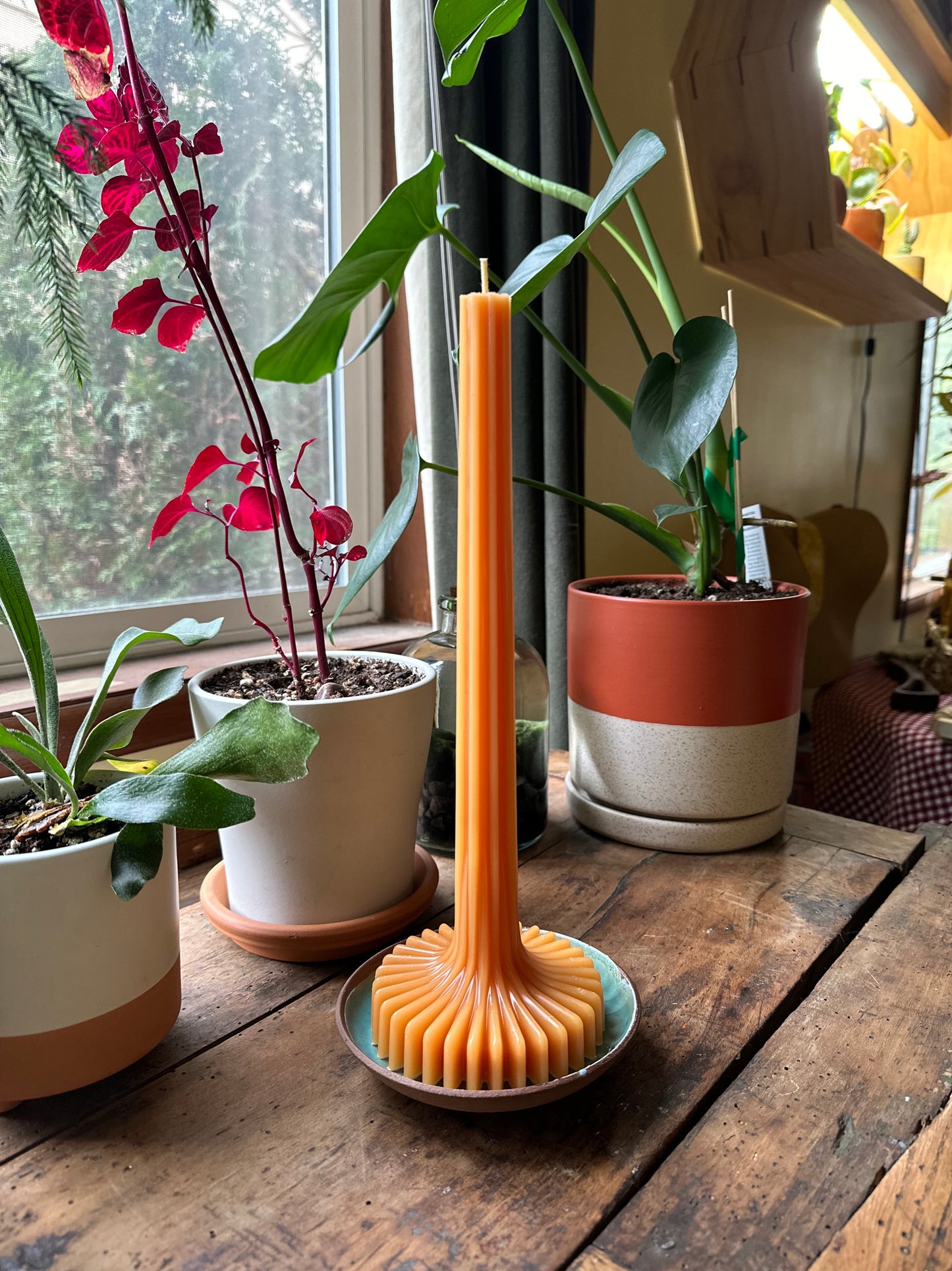 Ridged Taper Beeswax Candle
