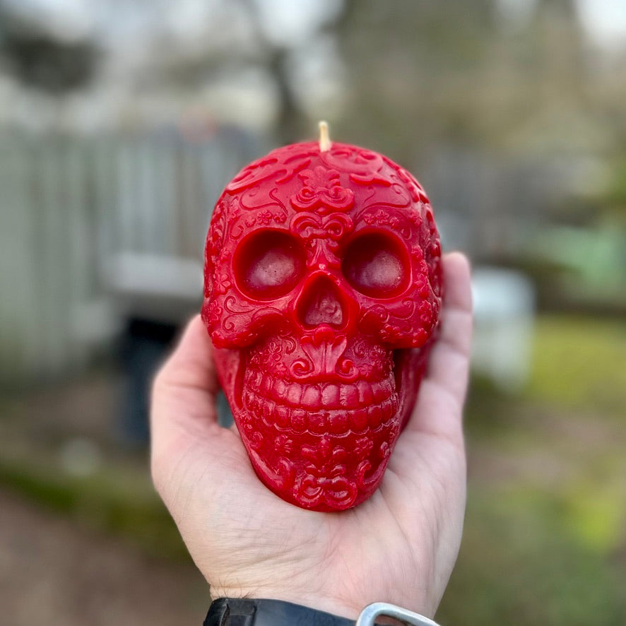 Beeswax Sugar Skull Candle