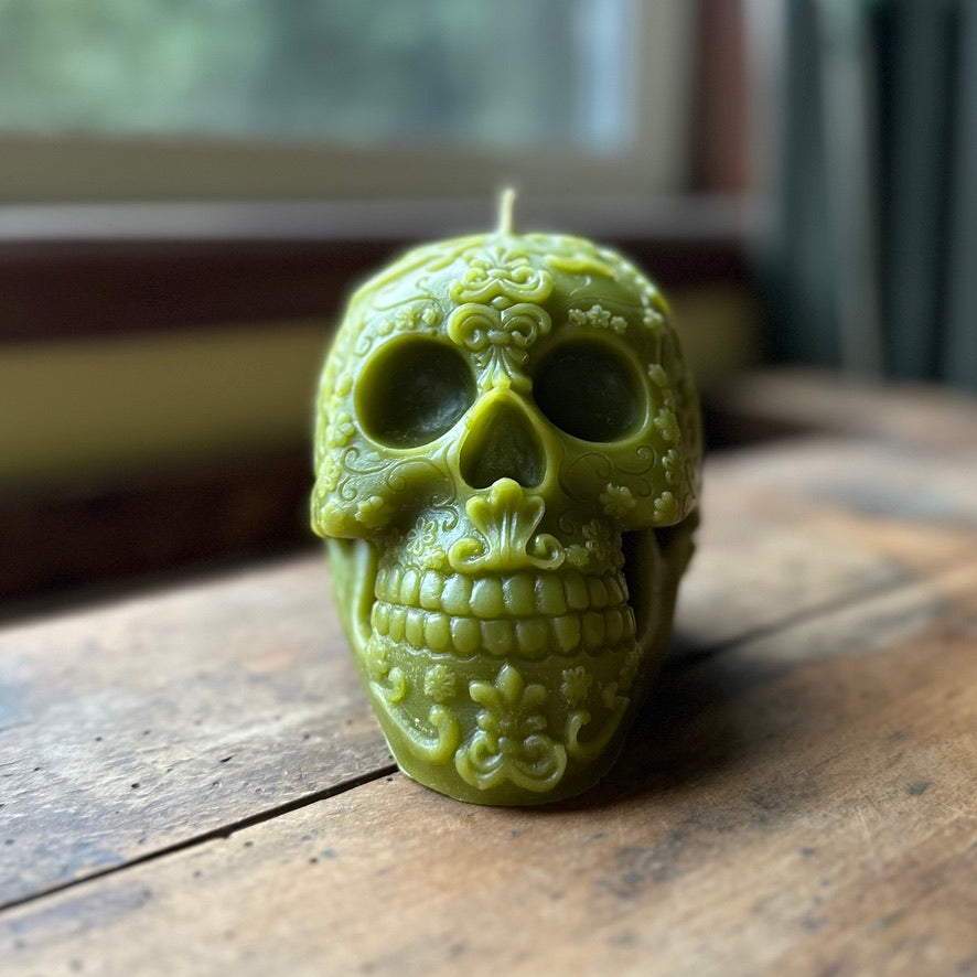 Beeswax Sugar Skull Candle