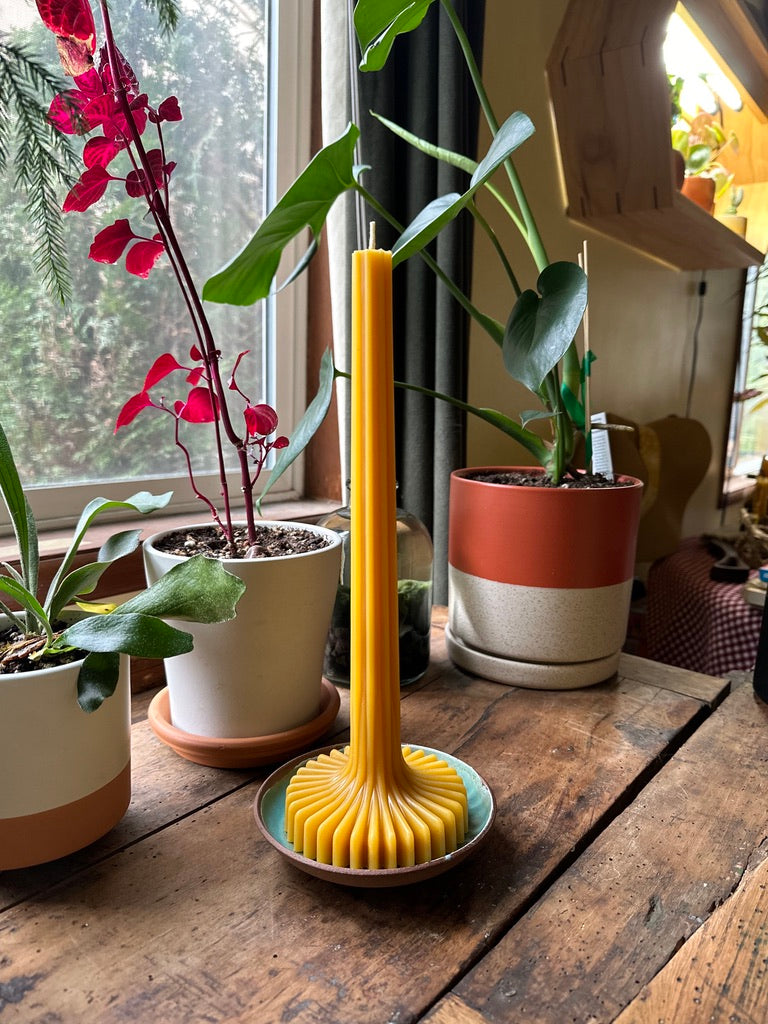 Ridged Taper Beeswax Candle