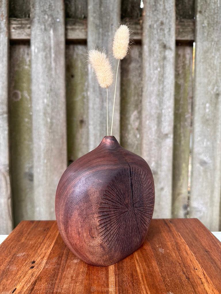 Hand Carved Black Walnut Bud Vase #1