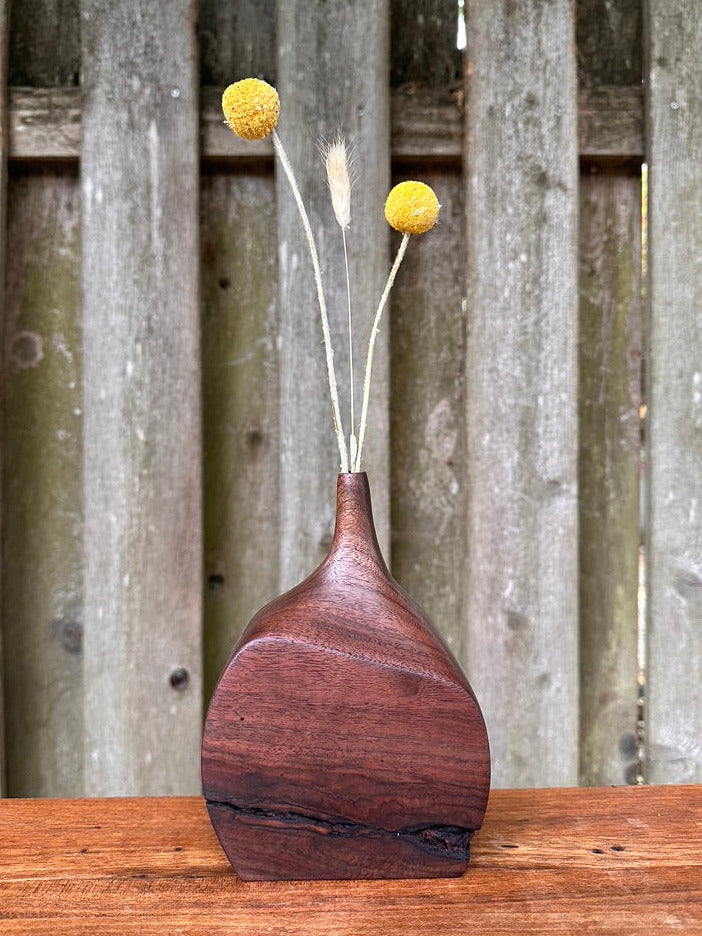 Hand Carved Black Walnut Bud Vase #2