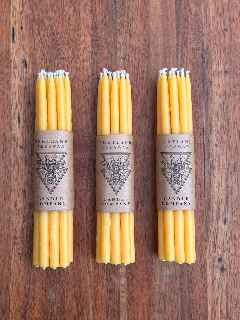 Hand-Dipped Mini Beeswax Tapers — Set of 10