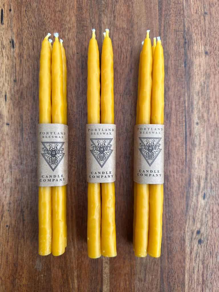 Hand-Dipped Beeswax Altar Tapers — Set of 4