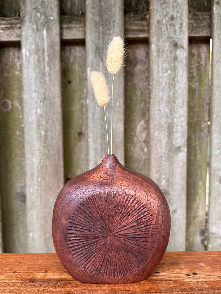 Hand Carved Black Walnut Bud Vase #1