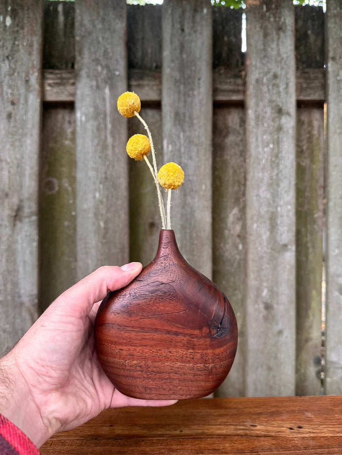 Hand Carved Black Walnut Bud Vase #3