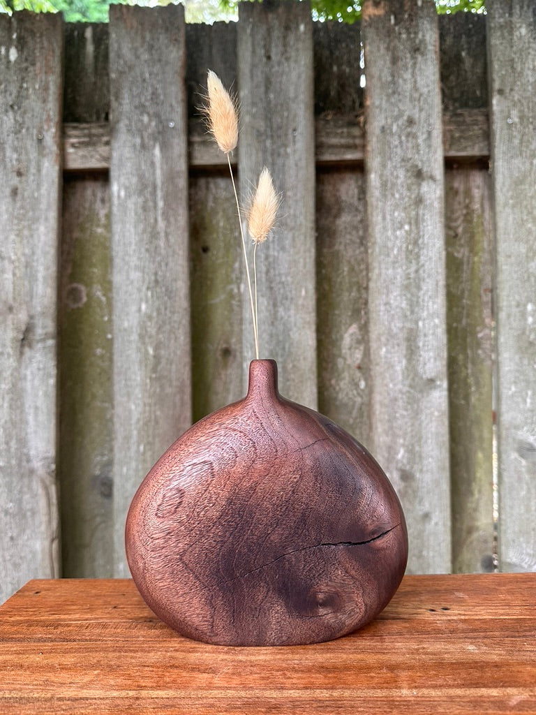 Hand Carved Black Walnut Bud Vase #7