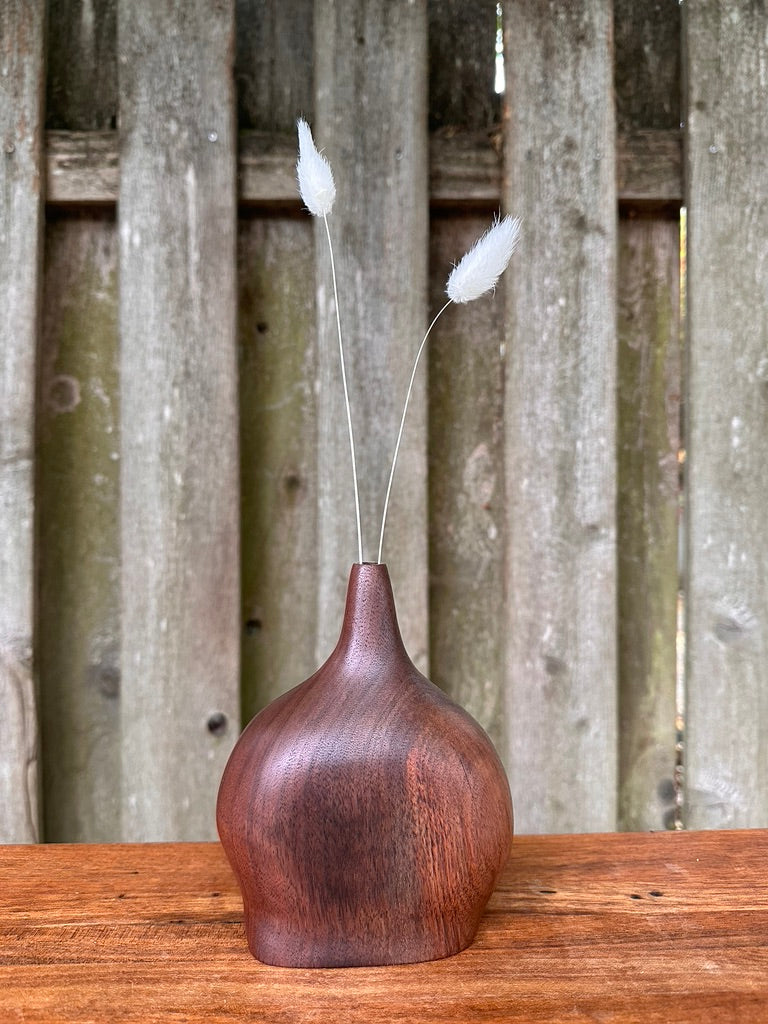 Hand Carved Black Walnut Bud Vase #4