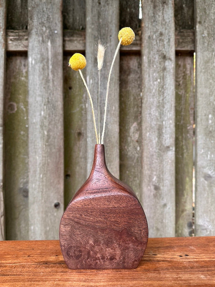 Hand Carved Black Walnut Bud Vase #2