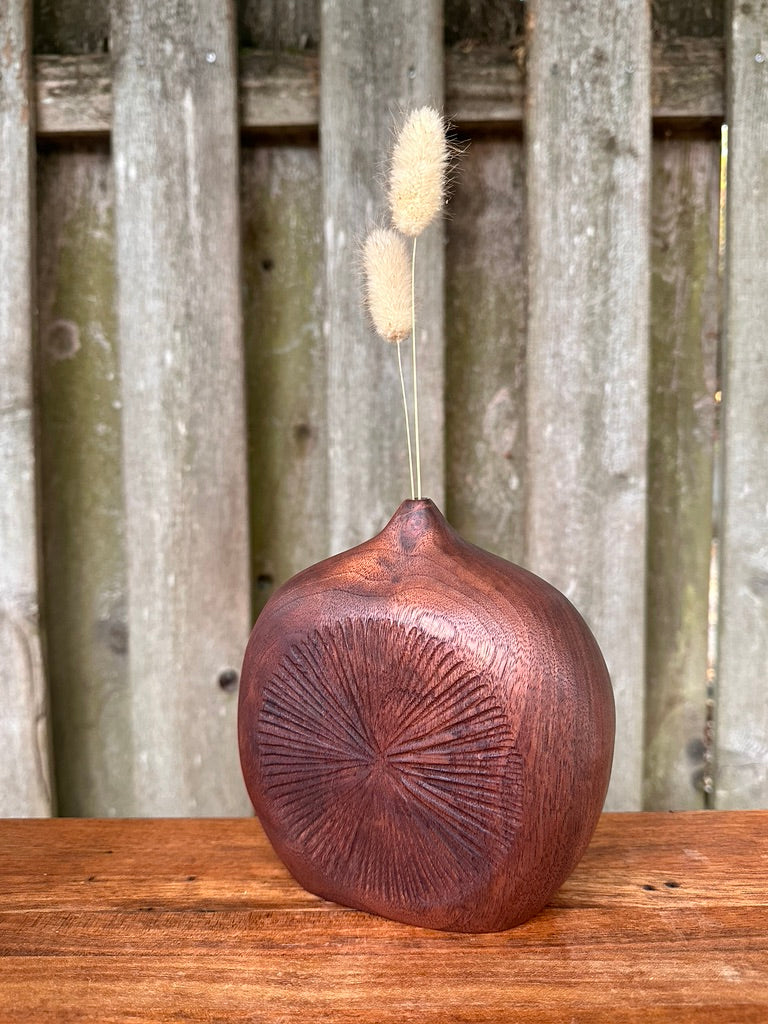 Hand Carved Black Walnut Bud Vase #1