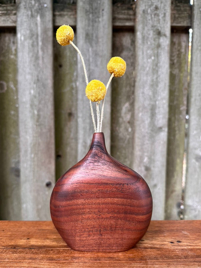 Hand Carved Black Walnut Bud Vase #3