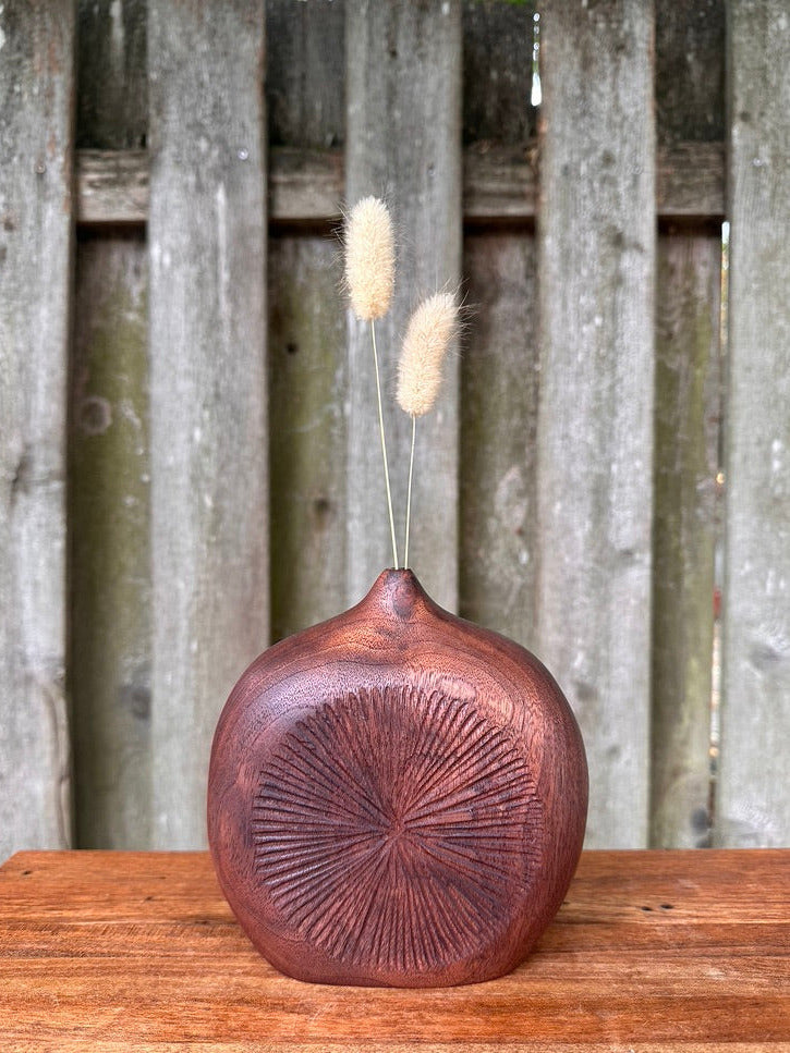 Hand Carved Black Walnut Bud Vase #1