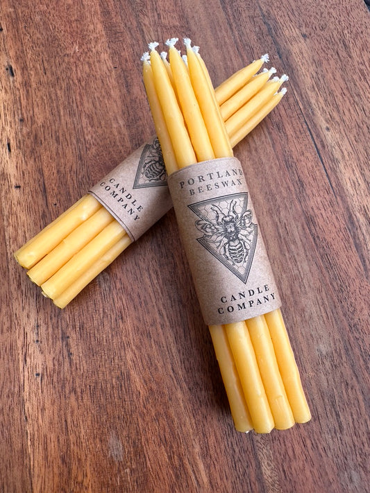 Hand-Dipped Mini Beeswax Tapers — Set of 10